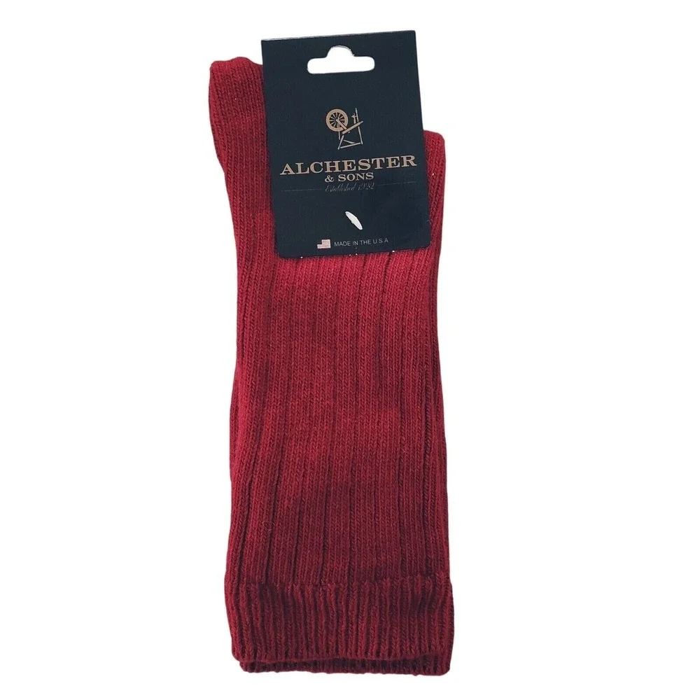 Alchester Giorgio Red Socks Wool Cashmere Blend Mens Crew Dress Size 10-13 Large